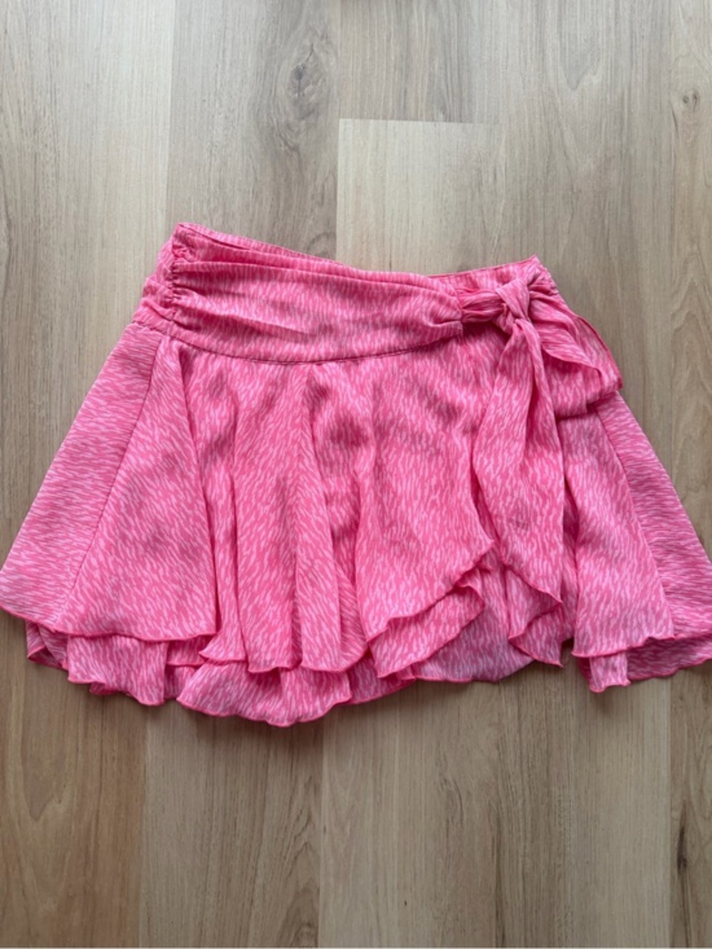Aerie Pink Layered Wrap Mini Skirt Small Tie Waist